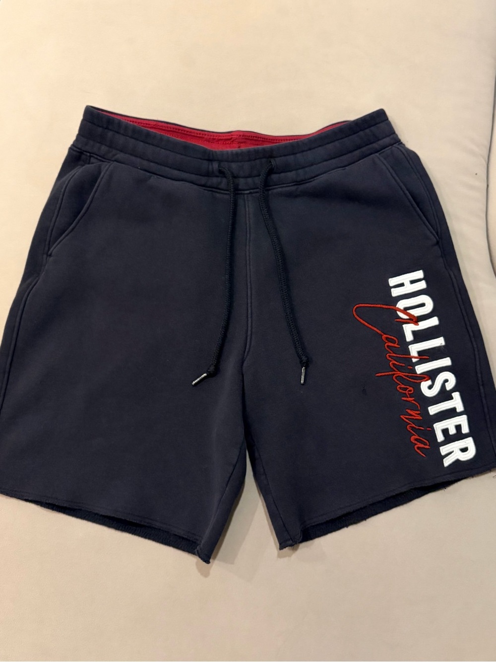 Y2K Hollister California Logo Sweat Shorts Black Red White Men’s Sz S Bird Logo